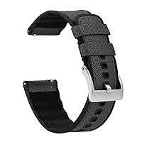 BARTON WATCH BANDS with Integrated quick release spring bars - Hybrid Silicone - Cordura Fabric, Water-Resistant Leather and Silicone Hybrid Watch Bands - Choice of Color & Width (18mm, 20mm, 22mm)