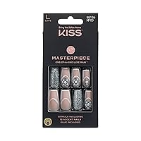 Masterpiece One-Of-A-Kind Luxe Manicure – Long, Square - Members Only, Waterproof, Durable, Flexible, No Damage, Trendy & Intricate Nail Art From Home, Lasts Up to 7 Days | 30 Count