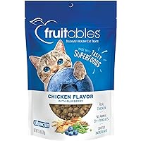 Fruitables Crunchy Low Calorie Treats Packed with Protein For Cats Healthy Free of Wheat, Corn and Soy – Made with Real Chicken with Blueberry – 2.5 Ounces