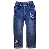 Peacolate 4-9 Years Little Big Girl Embroidered Legging Jeans(Flower,5-6Years)