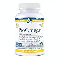 ProOmega, Lemon Flavor - 90 Soft Gels - 1280 mg Omega-3 - High-Potency Fish Oil with EPA & DHA - Promotes Brain, Eye, Heart, & Immune Health - Non-GMO - 45 Servings