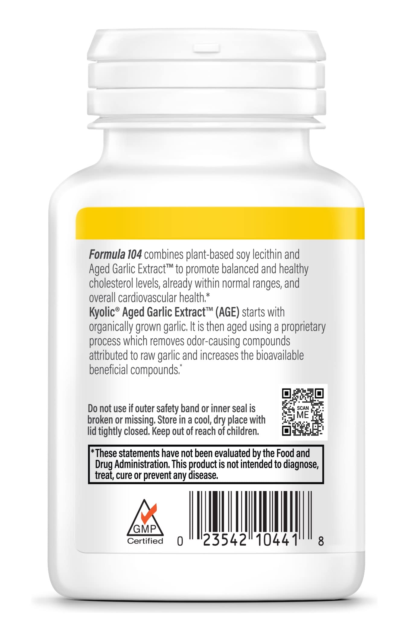 Kyolic Aged Garlic Extract Formula 104 Cholesterol Health, 100 Capsules (Packaging May Vary)