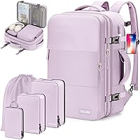 Carry On Backpack, 40L Flight Approved Travel Backpack for Men Women,Airline Approved Gym Backpack Waterproof Business Laptop Daypack(Purple (Backpack With 4 Packing Cubes))