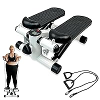Steppers for Exercise, Mini Stair Under Desk Bike Pedal Exerciser with LCD Monitor & Resistance Bands