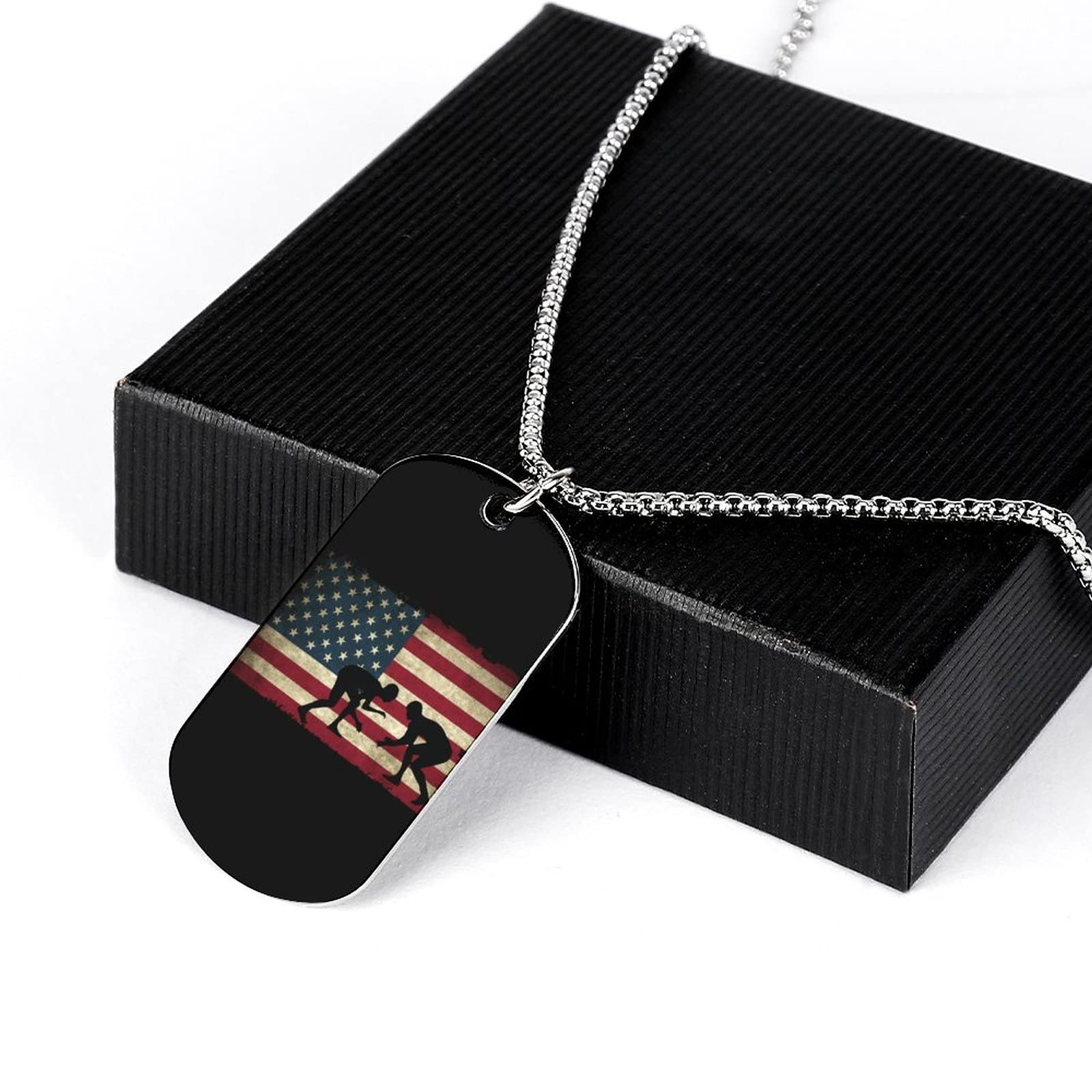 USA Flag Wrestling-1 Necklace Personalized Picture Pendant Necklace Jewelry for Men Women Gift