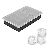 Tovolo Coffee, Bartender Accessories, & Smoothies/BPA-Free & Dishwasher-Safe Perfect Cube Ice Tray (Charcoal) -Stackable & Reusable Silicone Molds for Whiskey, Cocktails, Set of 1 With Lid