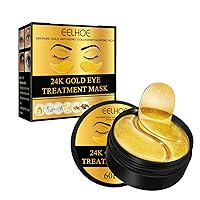 24k Gold Under Eye Patches, 60 Pcs Eye Gels, Anti-Aging Collagen Hyaluronic Acid Under Eye Mask, Under Eye Mask for Dark Circles and Puffiness, Eye Bags, Wrinkles
