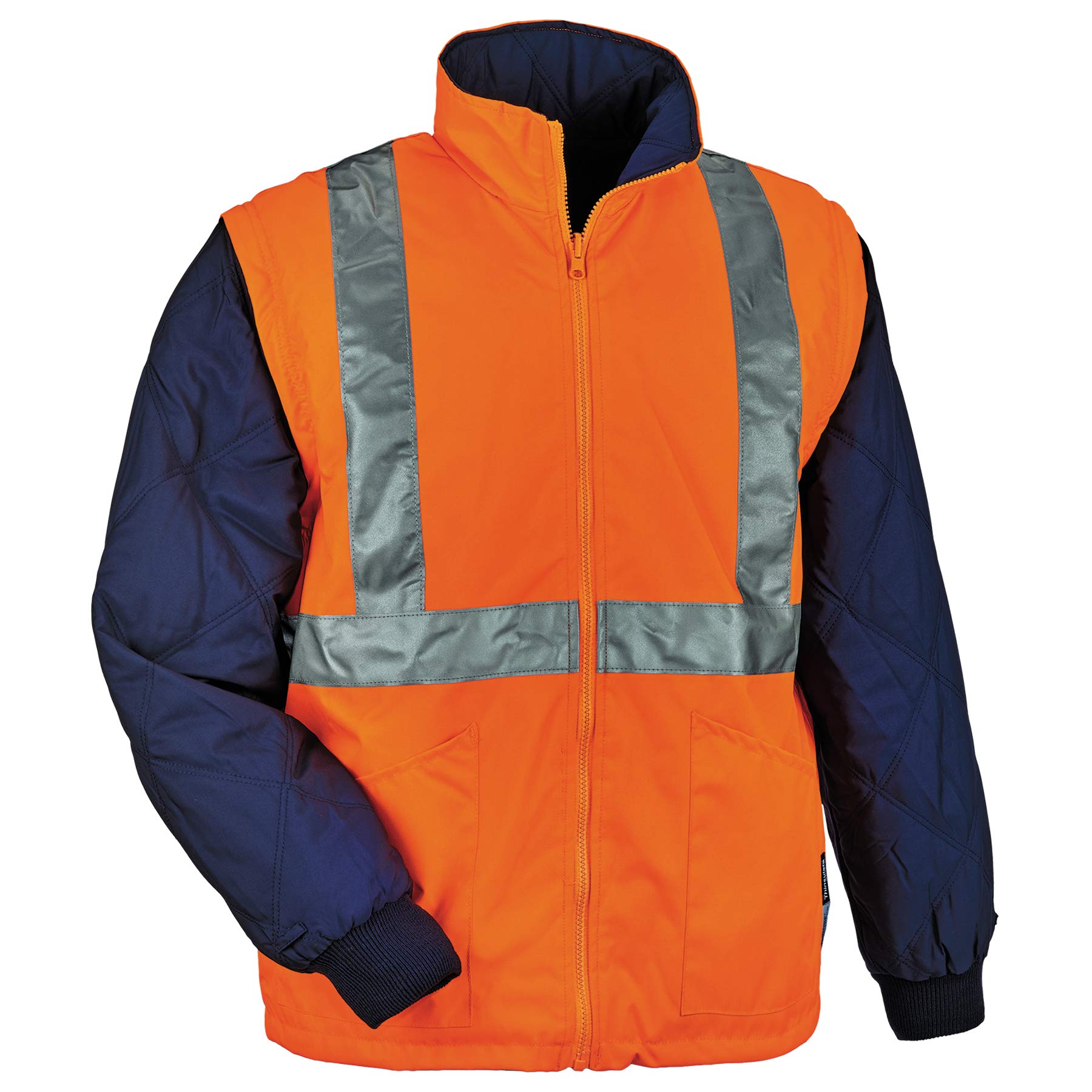 Ergodyne GloWear 8385 ANSI High Visibility 4-in-1 Reflective Safety Jacket, Orange, Small
