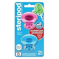 Steripod Clip-On Toothbrush Protector, Keeps Toothbrush Fresh and Clean, Fits Most Manual and Electric Toothbrushes, Pink and Blue, 2 Count (Pack of 1)