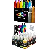 26 Colors Tie Dye Kit with Spray Nozzles for Fabric Bundle with 12 Colors Face Paint Twistable Crayon Kit Including Gold and Silver for Face and Body