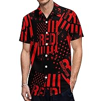 R.E.D Remember Everyone Deployed Red Friday Printed Men's Short-Sleeve Shirt Regular-Fit Button Down Shirts with Pocket