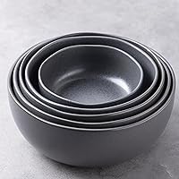 AmorArc Ceramic Mixing Bowls Set, 10/22/30/38/48 OZ Nesting Bowls for Kitchen, Large Serving Bowls for Prepping, Salad,Cooking,Soup,Pasta, Set of 5-Speckled Black