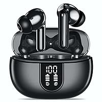 Wireless Earbuds, Bluetooth 5.3 Headphones 40Hrs Playtime Deep Bass Stereo in-Ear Earbud, LED Power Display, Call Noise Canceling Headphones with Mic, IP7 Waterproof Earphones for IOS Android Black
