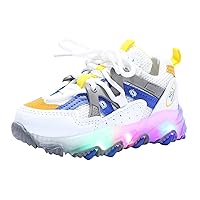 Toddler Children Boys Girls Led Tennis Shoes Sneakers for 1-6 Years Old Kids Mesh Letter Light Up Running Shoes