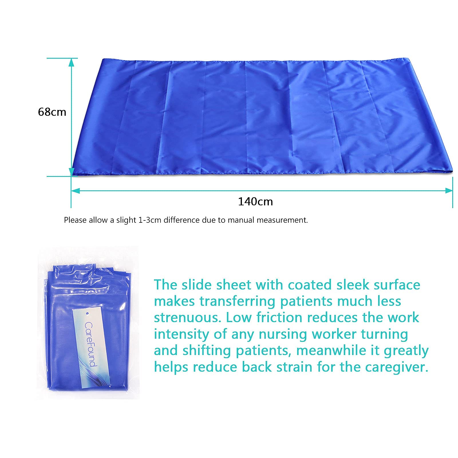 CareFound 28” x 55” Slide Sheet for Transferring, Turning, and Repositioning in Beds-Assist Moving Elderly - for Cars, Vehicles, Wheelchairs Transfers -Used for Hospitals & Home Care
