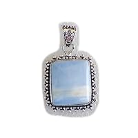 Blue Opal Pendant, Silver Plated Brass Pendant, Handmade Pendant, Gift Jewelry, Women Jewellry, Fashion Jewellry, BRS-12285