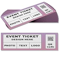 200 Pcs Custom Tickets for Events, Personalized Raffle Tickets with Tear-Away Stubs, Add Your Text & Photo & QR Code, Double-Sided Print (2 Inch X 7 Inch)