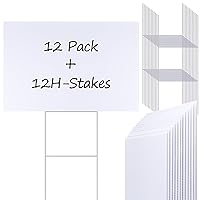 12Pcs Blank Yard Writing Boards Signs with Stakes 17 x 12 Inches Corrugated Plastic Board Sheet Poster Board Sign Lawn Signs for Garage Sale Signs Rent Guidepost Easter Christmas Birthday Decor