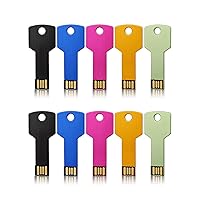 JUANWE USB 8GB Flash Drive 10 Pack Waterproof USB Key Jump Drive Cute Flash Drive 2.0 Portable Metal Memory Stick Zip Drive Pendrive Black, Blue, Pink, Gold, Green