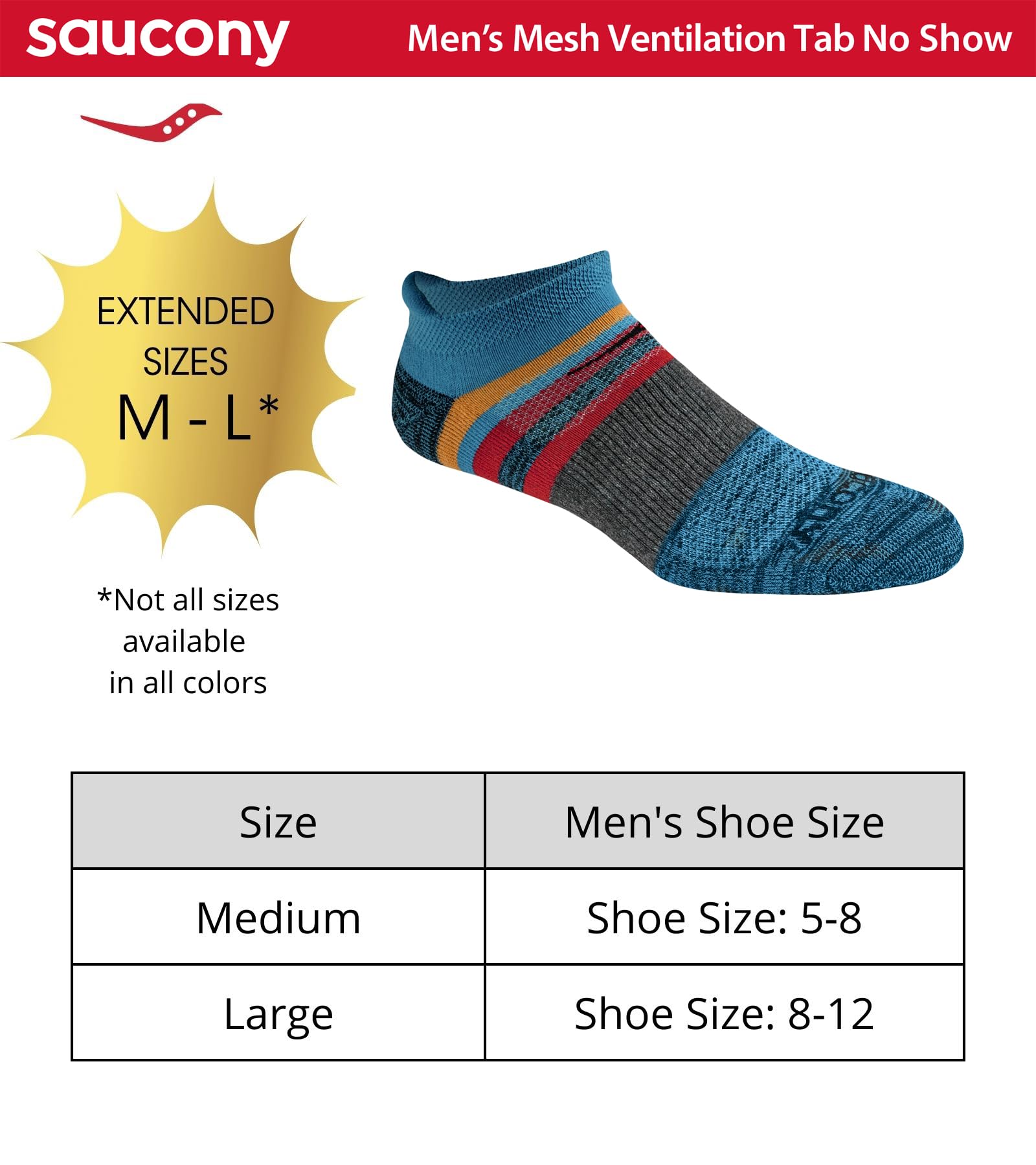 Saucony Men's Mesh Ventilating Comfort Fit Performance Tab Socks, 6/12 Pairs, M-L, Charcoal Fashion (6 Pairs), Large