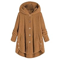 Andongnywell Women's Long Sleeve Hooded Faux Shearling Shaggy Oversized Coat Jacket with Pockets Warm Winter (Yellow,3X-Large)