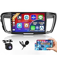 (Manual A/C)Roinvou 2+32G Android CarPlay Stereo for 2014-2016 Honda Accord(2.0L;LHD), 10.1'' Touch Screen In-Dash GPS Navigation with Wireless CarPlay Android Auto Support Mirror Link BT RDS AHD DSP