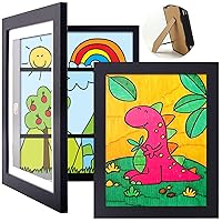 Consevisen Kids Art Frame - Kids Artwork Frames Changeable, 2 Pack 8.5x11 Inch Children Art Projects Picture Frame Front Opening Holds 150 Pcs for Wall Display Kids Drawing Photo Craft, with Storage