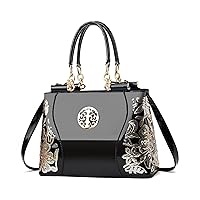 Purses and Handbags for Women Stylish Patent Leather Sequin Embroidery Top Handle Satchel Tote Daily Work Shoulder Bag