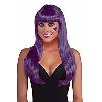 Forum Novelties LW515PR Long Colored Wig Purple, Standard, Purple/Yellow/Multicolor, Pack of 1