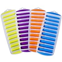 4 Pack Ice Cube Trays, Narrow Water Bottle Ice Cube Tray Stick, Silicone Ice Trays for Freezer with Easy Push and Pop Out Material, Ideal for Sports and Water Bottles