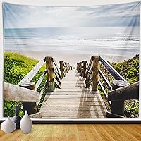 Sinsoledad Beach Tapestry Wall Art, Sea Landscape Wall Hanging for Room Decor, Nature Wall Tapestry for Bedroom Aesthetic, Road to Ocean Scenery Dorm Background,59x 51 Inches