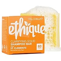 Ethique St Clements -Clarifying Solid Shampoo Bar for Oily Hair - Vegan, Eco-Friendly, Plastic-Free, Cruelty-Free, 3.88 oz (Pack of 1)