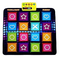 PlayRoute Shape & Twist Dance Mat | 3 Fun Educational Shape Games Mat for Kids Ages 4-8 | Electronic Gift Toy for Girls & Boys Ages 4 5 6 7 8 Years Old | Brain & Memory STEM Toy for Kids