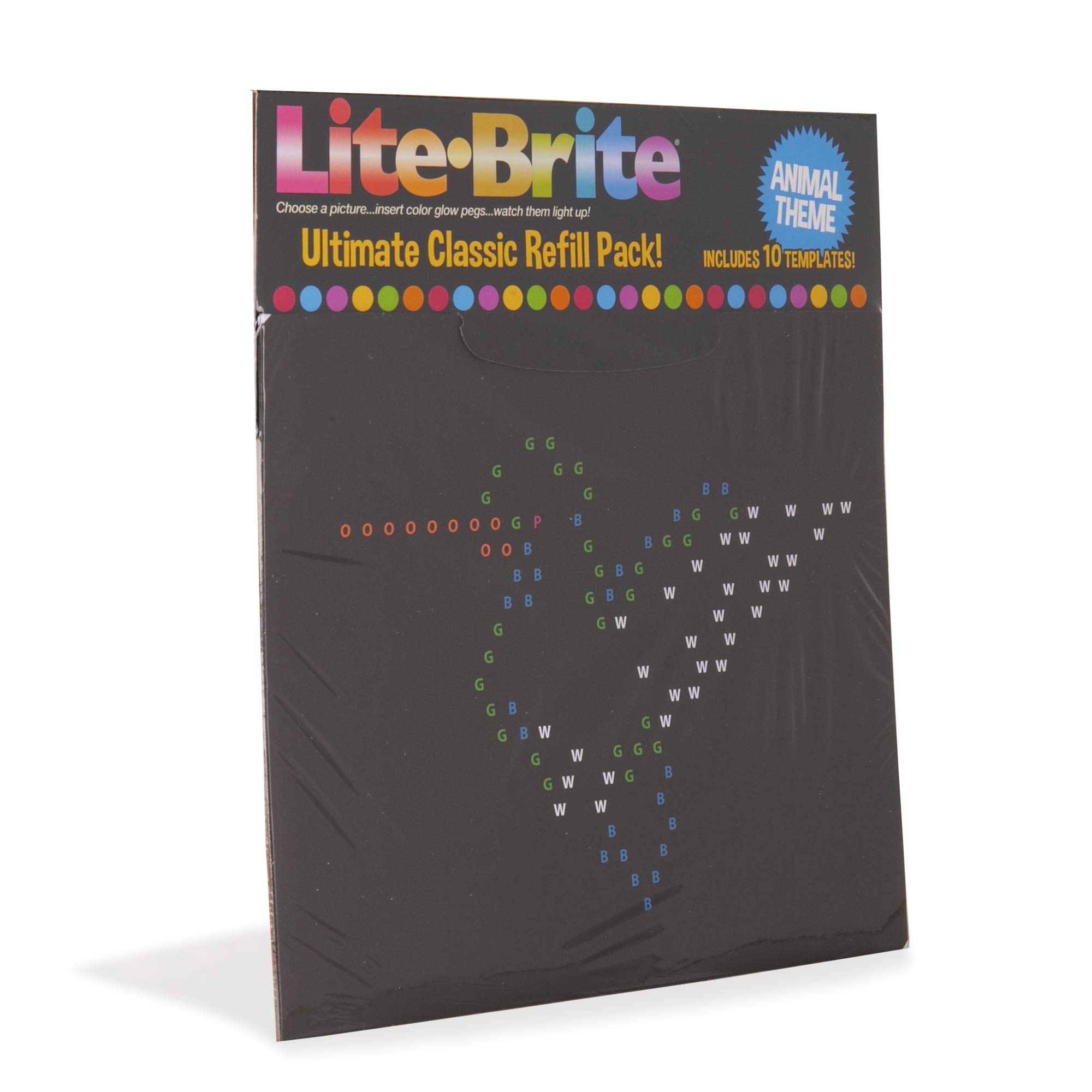 Lite Brite Ultimate Classic Refill Pack - Animal Theme - 10 Reusable Templates - Amazon Exclusive , Black, for ages 4 - 15 years