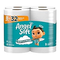 Angel Soft Toilet Paper, 8 Mega Rolls = 32 Regular Rolls, Soft and Strong Toilet Tissue