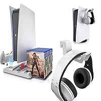 Playstation 5 Accessories Kit, PS5 Stand with Cooling Fans and Controller Charger, PS5 Headset Holder
