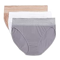 Warner's Women's Blissful Benefits Dig-Free Comfort Waistband with Lace Microfiber Hi-Cut 3-Pack 5109w