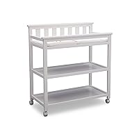 Flat Top Changing Table with Wheels and Changing Pad - Greenguard Gold Certified, Bianca White