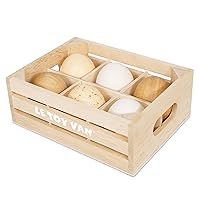 Wooden Honeybee Market Farm Eggs Half Dozen Crate | Perfect for Supermarket, Food Shop or Cafe Pretend Play | Great As A Gift (TV190)