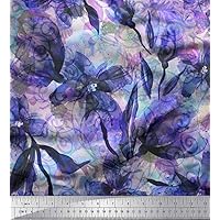 Soimoi Poly Georgette Purple Fabric - by The Yard - 52 Inch Wide - Floral & Texture Cloth - Elegant and Textured Patterns for Fashion and Decor Printed Fabric