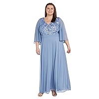 R&M Richards Women's Long Dress with Cape Sleeves