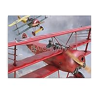 World War I Raids on The Western Front, German Triplane Biplane Red Baron Wall Poster 2 Canvas Painting Posters And Prints Wall Art Pictures for Living Room Bedroom Decor 10x8inch(26x20cm) Unframe-st
