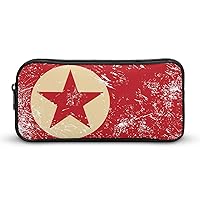 North Korea Retro Flag High Capacity Pencil Pen Case Portable Pencil Bag Cute Storage Pouch