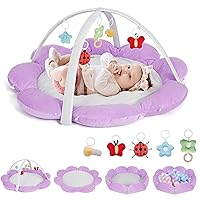 5-in-1 Thick & Plush Baby Play Gym with 5 Toys, Convertible Tummy Time Activity Mat for Stage-Based Sensory and Motor Skill Development, Baby Gym Ball Pit, Newborn Baby Essentials (Purple)