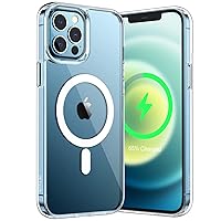 Magnetic Case for iPhone 12 Pro Max 6.7-Inch Compatible with MagSafe Wireless Charging, Shockproof Phone Bumper Cover, Anti-Scratch Clear Back (Clear)