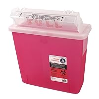 Dynarex 4624 Sharp Container, Provides a Safe Disposal of Medical Waste and Needles, Non-Sterile & Latex-Free, Made with Thermoplastic, Red, 5 Quart, Pack of 20