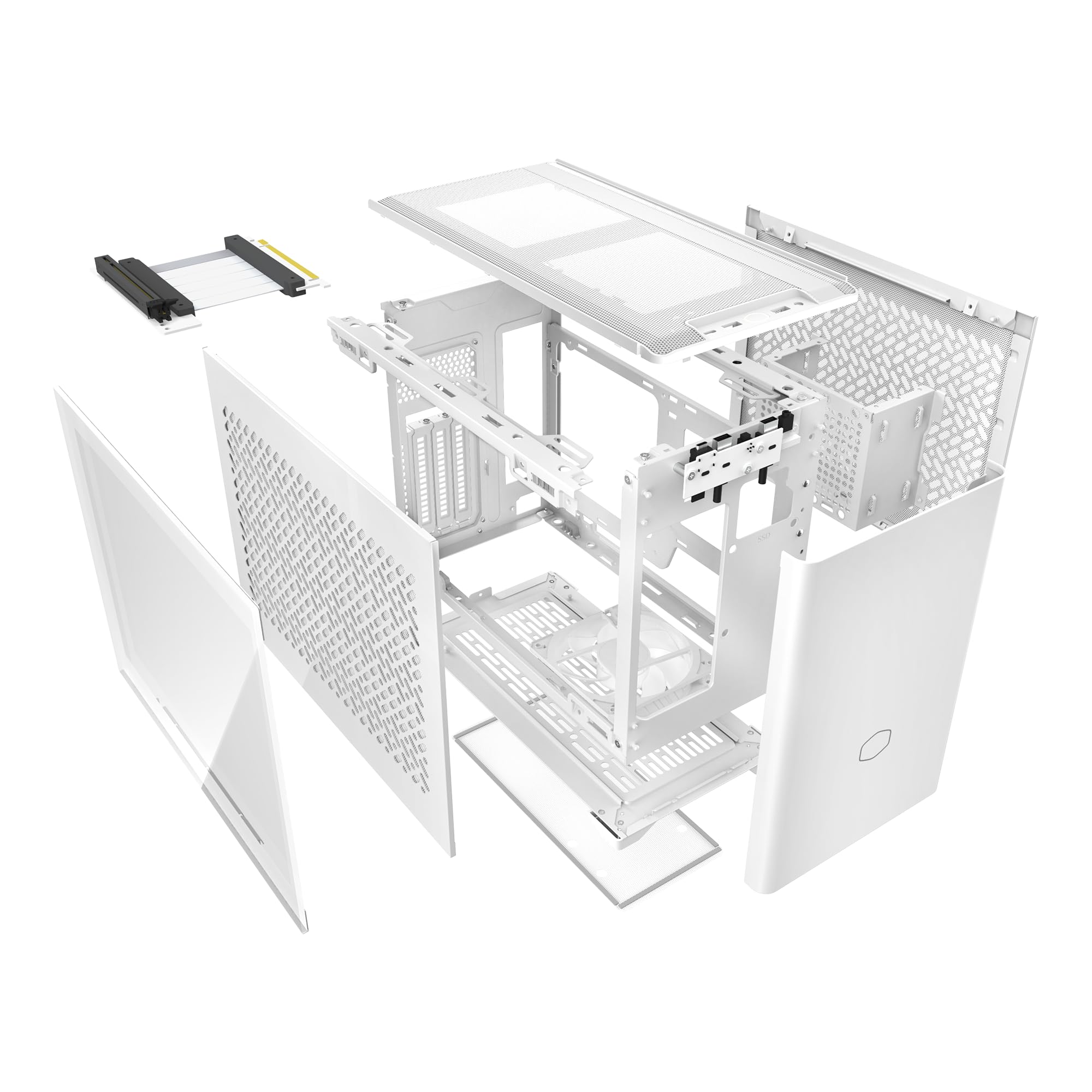 Cooler Master NR200P V2 White Mini-ITX 18L PC Case, Top-Mount 240mm|280mm Liquid Cooler, 356mm Vertical Mounting 3.5-Slot GPU, Tempered |Vented Panel, USB 3.2 Gen 2x2 Type C (NR200PV2-WCNN-S00)