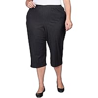Alfred Dunner Women's Size All Around Denim Plus Capris Pants-Elastic Waist Jeans