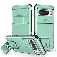 ZIFENGXUAN- Case for Pixel 8 Pro/Pixel 8, Slide Camera Cover Protective Phone Case with Adjustable Holder Stand Shockproof Cover (8,Green1)