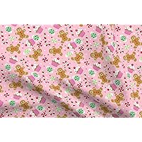 Spoonflower Fabric - Christmas Candy Treats Pink Cupcake Polka Dots Gingerbread Holiday Printed on Petal Signature Cotton Fabric Fat Quarter - Sewing Quilting Apparel Crafts Decor
